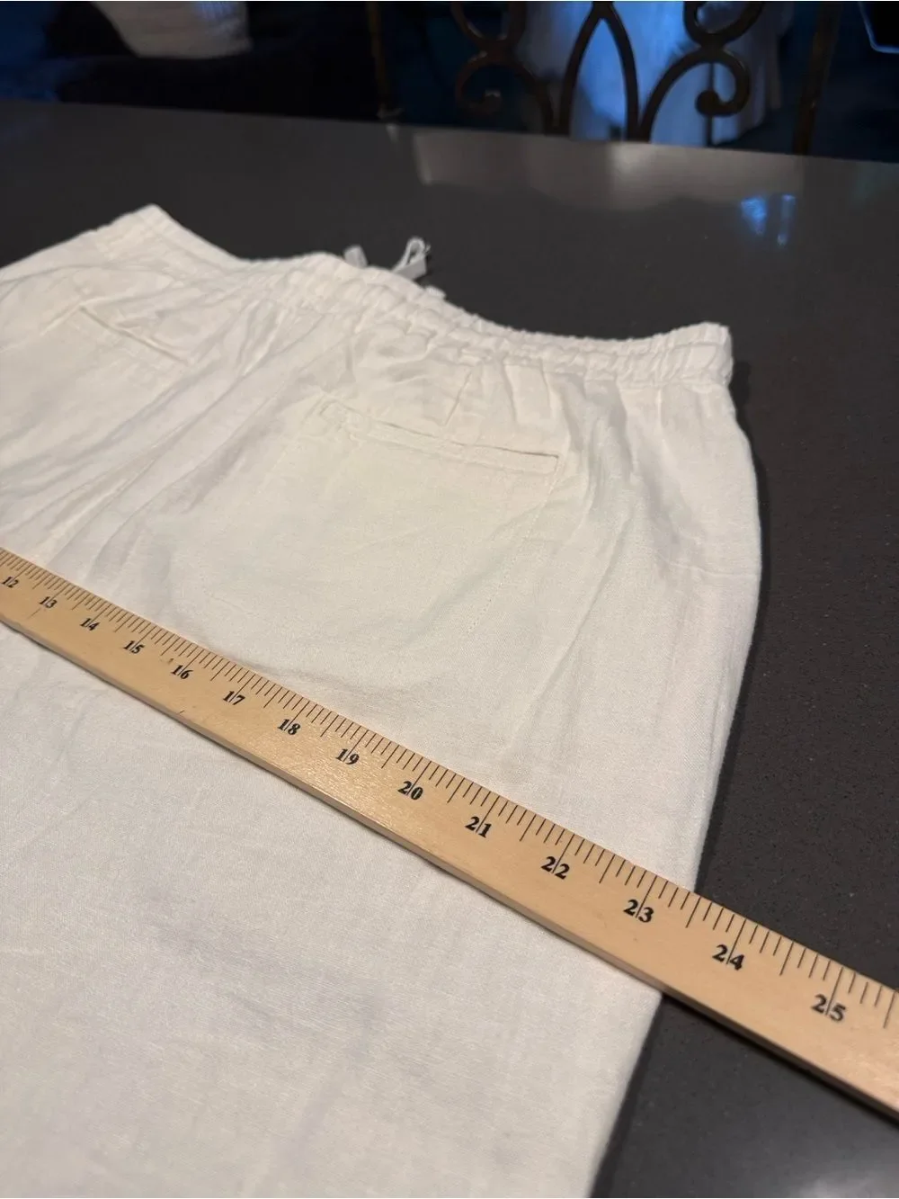 Cato Linen Blend cream Pull-On Wide Leg Pants with drawstring waist